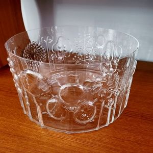 1970s Textured embossed glass flora centerpiece bowl by Oiva Toikka Niitajarvi